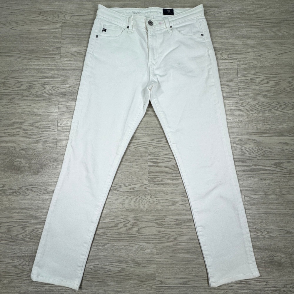 AG Women's Jeans Prima Ankle Cigarette White 27R Stretch Denim‎